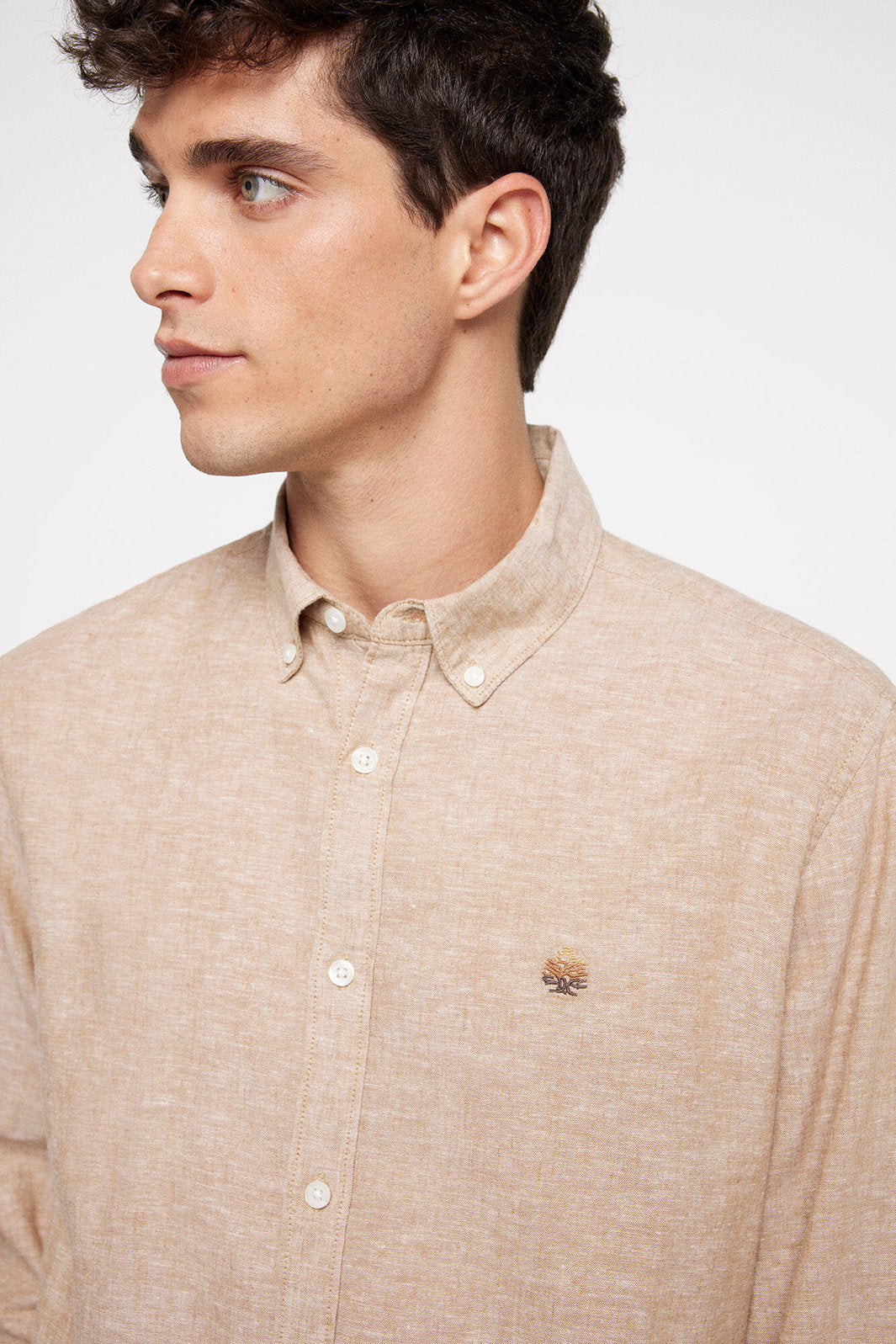 Linen Blend Button Down Shirt_0997752_34_03