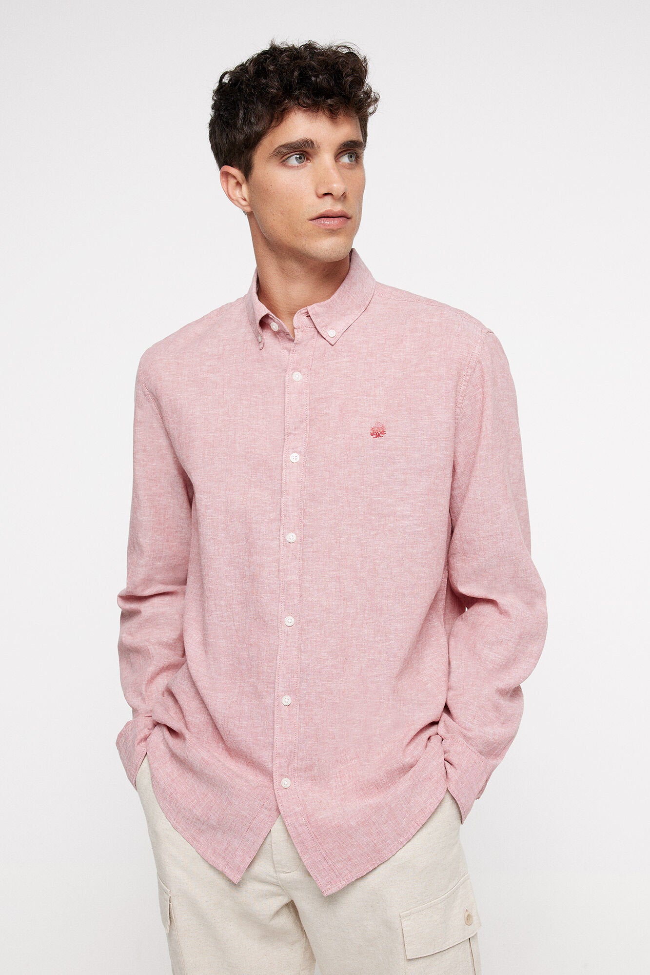Linen Blend Button Down Shirt_0997752_71_07