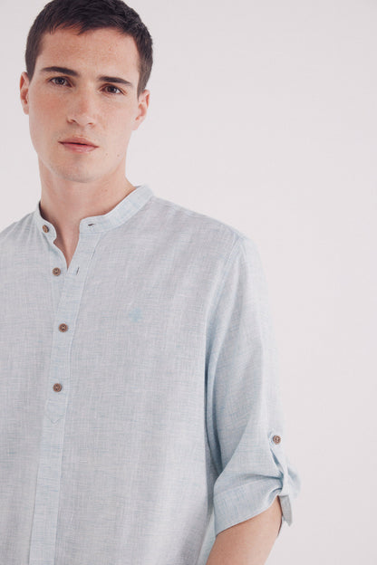 Springfield_3/4 Linen Viscose Mao Shirt_0999064_27_02