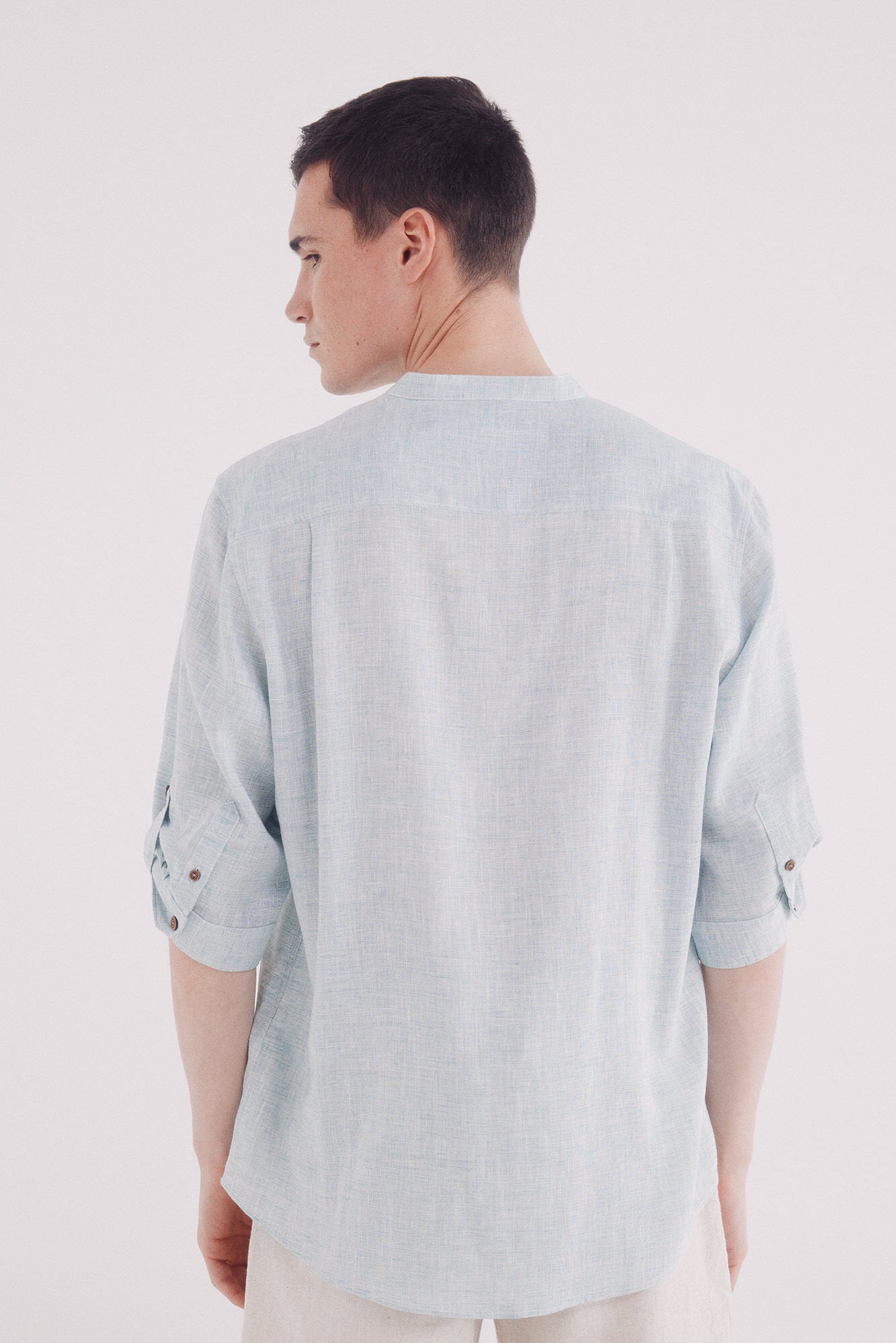 Springfield_3/4 Linen Viscose Mao Shirt_0999064_27_03
