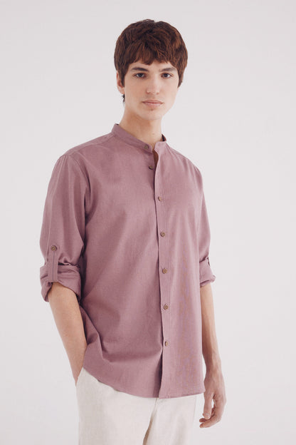 Springfield_Linen Shirt with Mandarin Collar_0999066_74_01