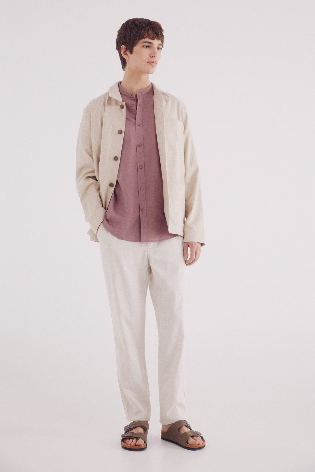 Springfield_Linen Shirt with Mandarin Collar_0999066_74_02