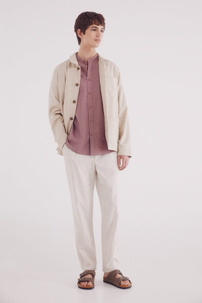 Springfield_Linen Shirt with Mandarin Collar_0999066_74_02