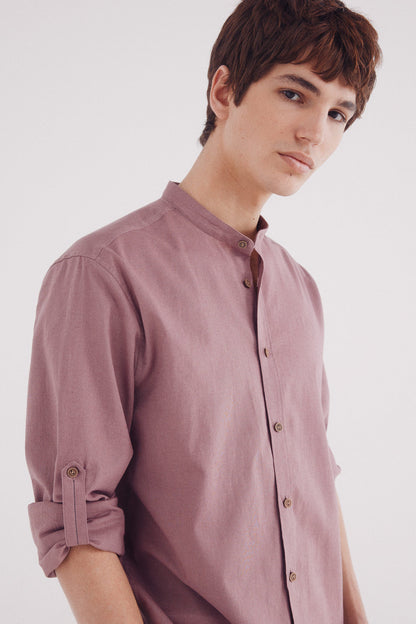 Springfield_Linen Shirt with Mandarin Collar_0999066_74_04
