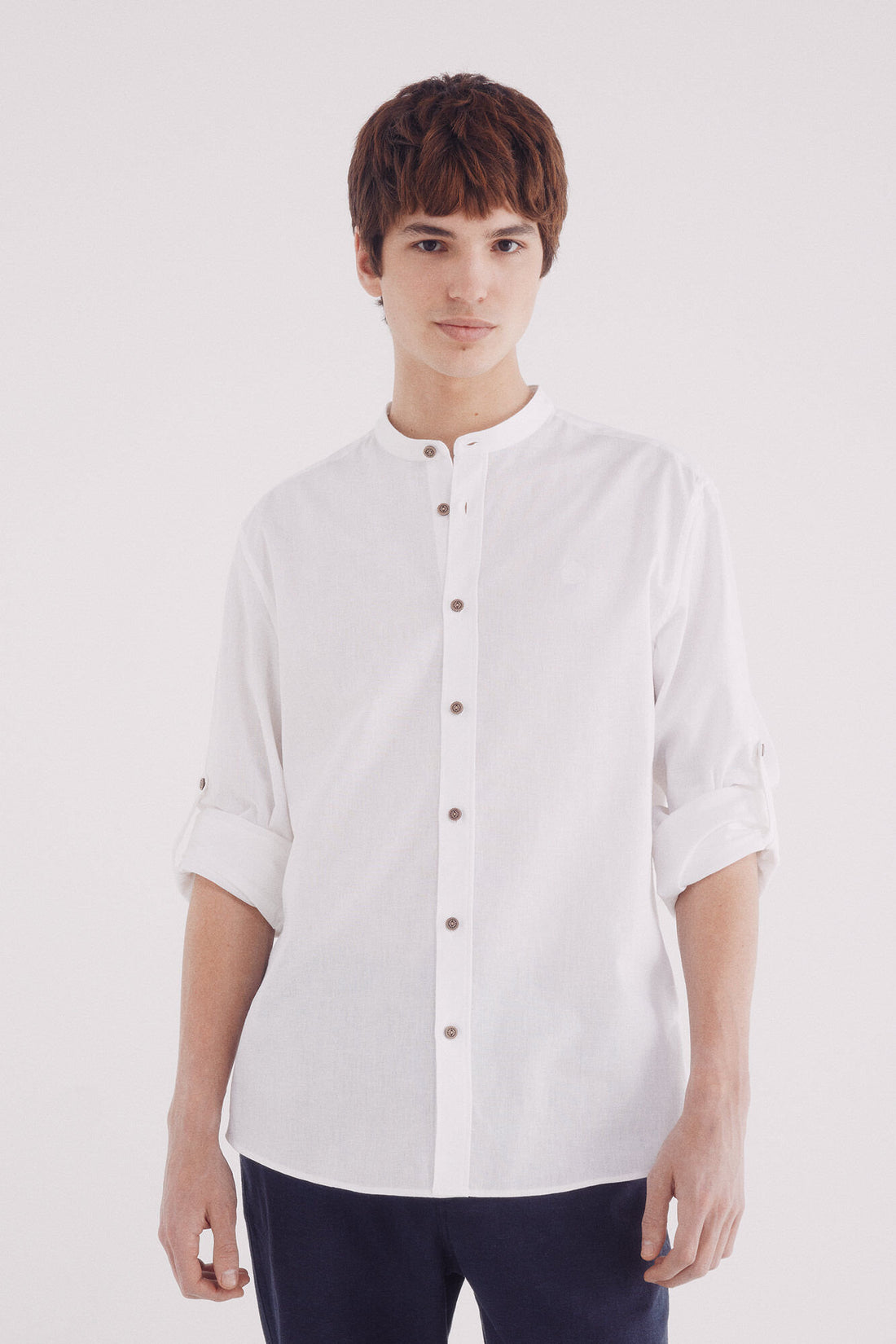 Springfield_Linen Shirt with Mandarin Collar_0999066_99_01