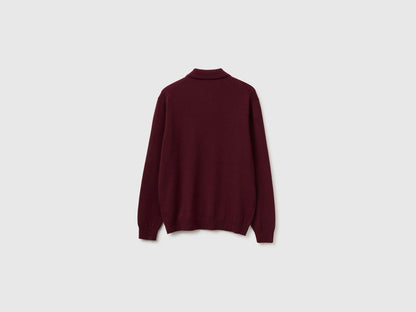 Benetton Burgundy Men Burgundy Polo Shirt in Pure Merino Wool SKU: 1002U301Y_09Q Image 02