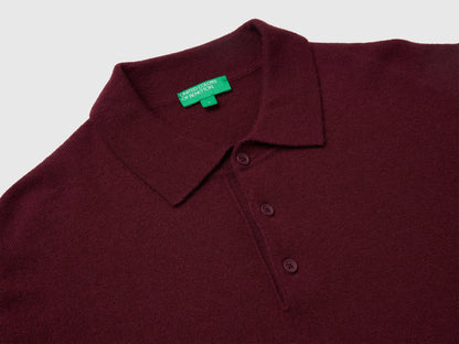 Benetton Burgundy Men Burgundy Polo Shirt in Pure Merino Wool SKU: 1002U301Y_09Q Image 03