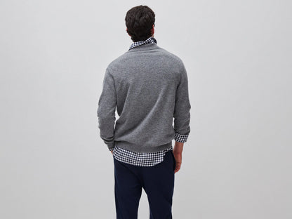 Benetton Dark Gray Men Grey Melange Polo Shirt in Pure Merino Wool SKU: 1002U301Y_507 Image 02