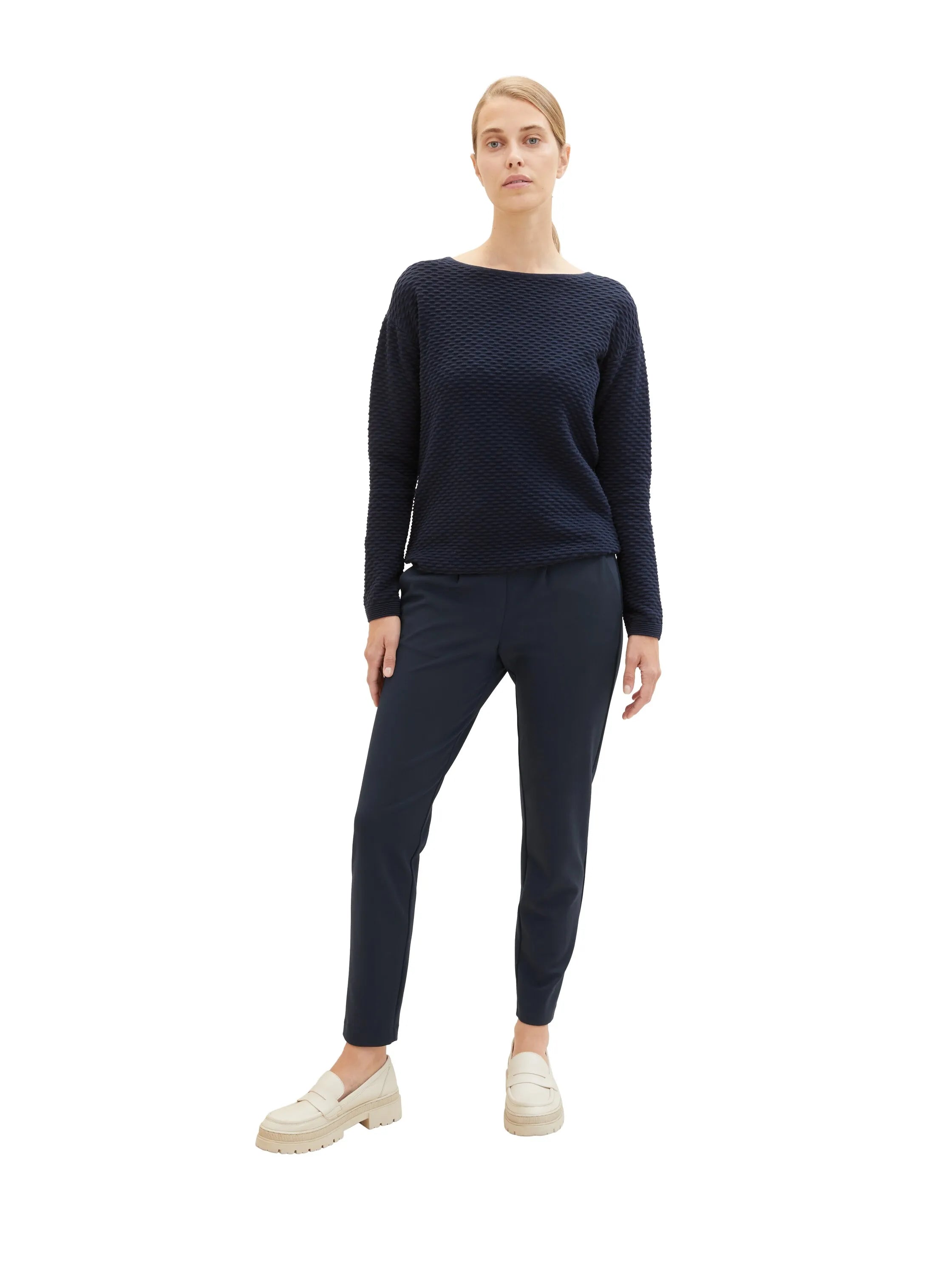 Tom Tailor Real Navy Blue Women Loose Slim Fit Trousers SKU: 1008375_10360 Image 03