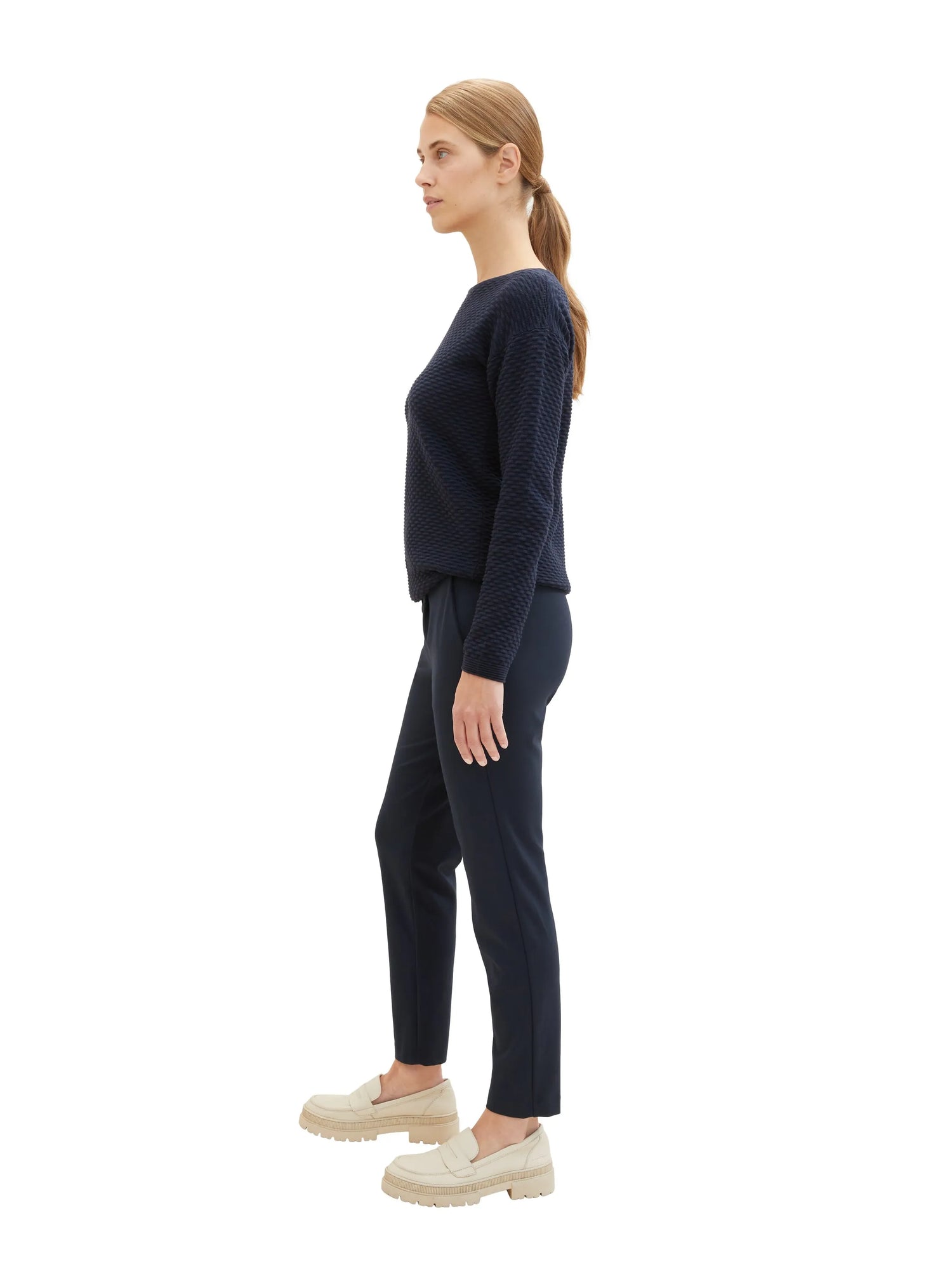 Tom Tailor Real Navy Blue Women Loose Slim Fit Trousers SKU: 1008375_10360 Image 04