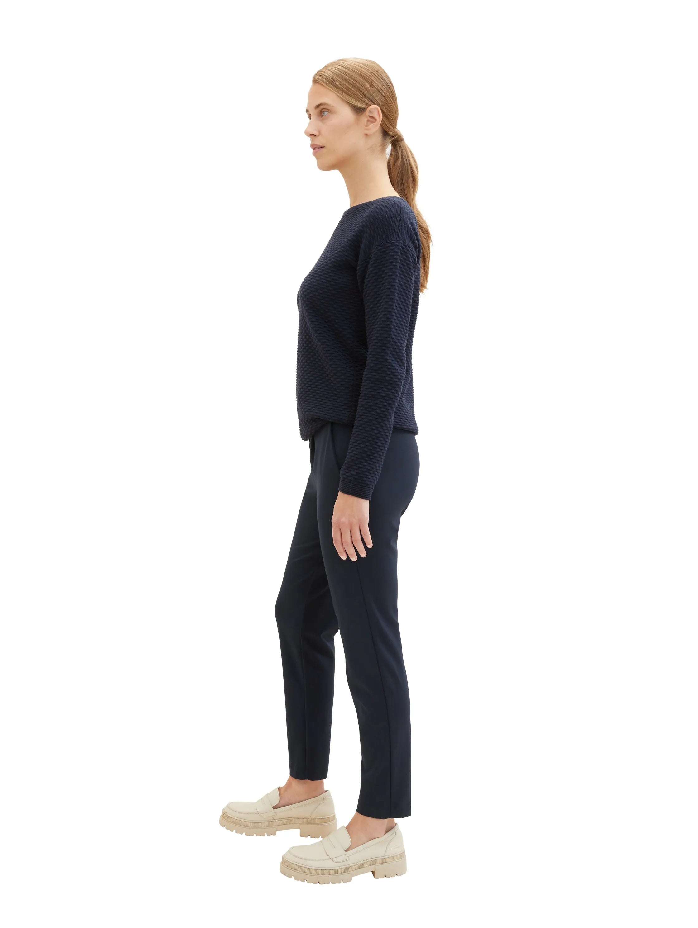 Tom Tailor Real Navy Blue Women Loose Slim Fit Trousers SKU: 1008375_10360 Image 04