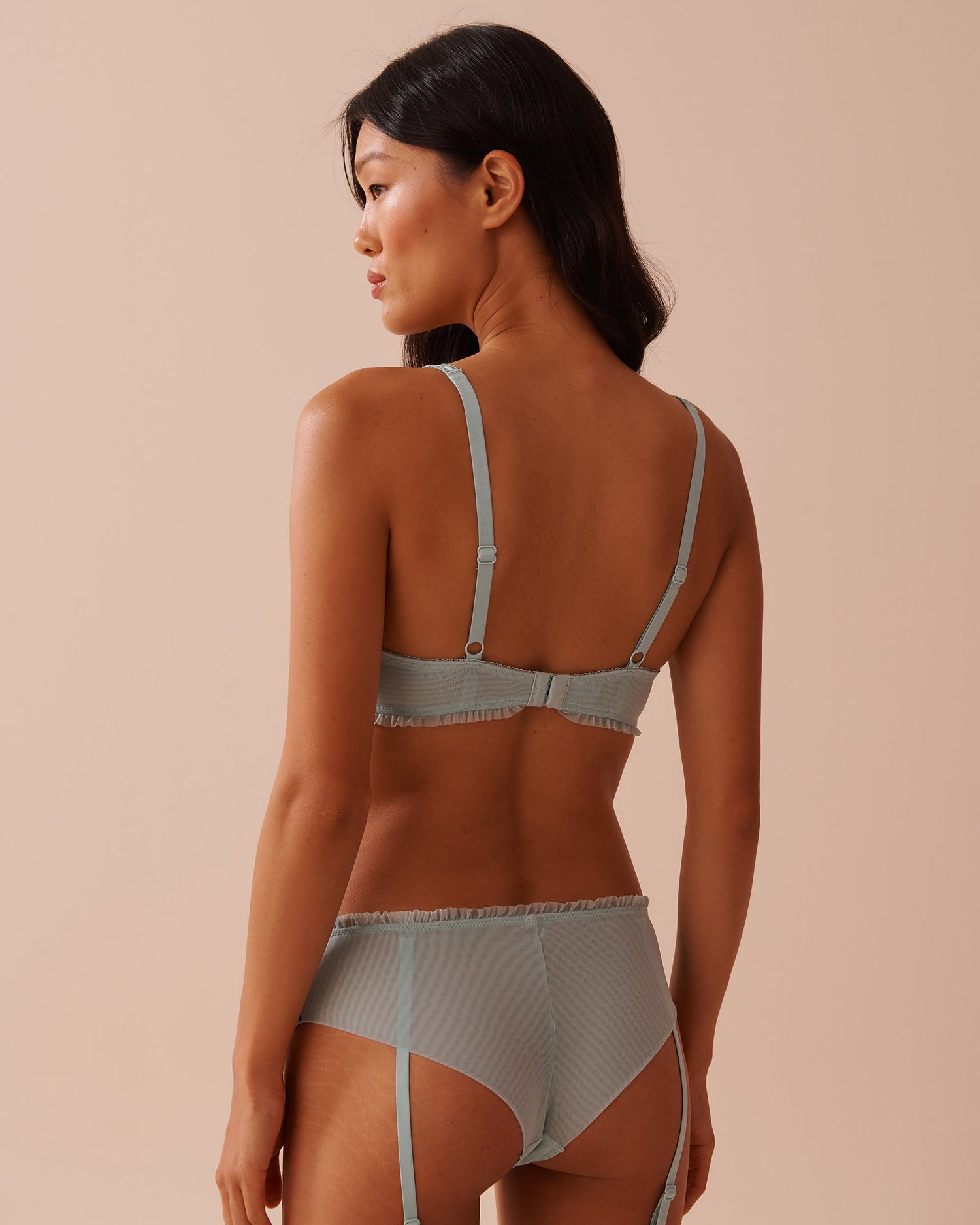 Unlined Balconette Mesh and Ruffle Bra in Different Cup Sizes_10100156_P30103_02