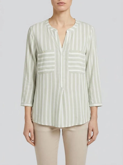 Tom Tailor Green Offwhite Stripe Women Striped Blouse SKU: 1016190_34820 Image 00