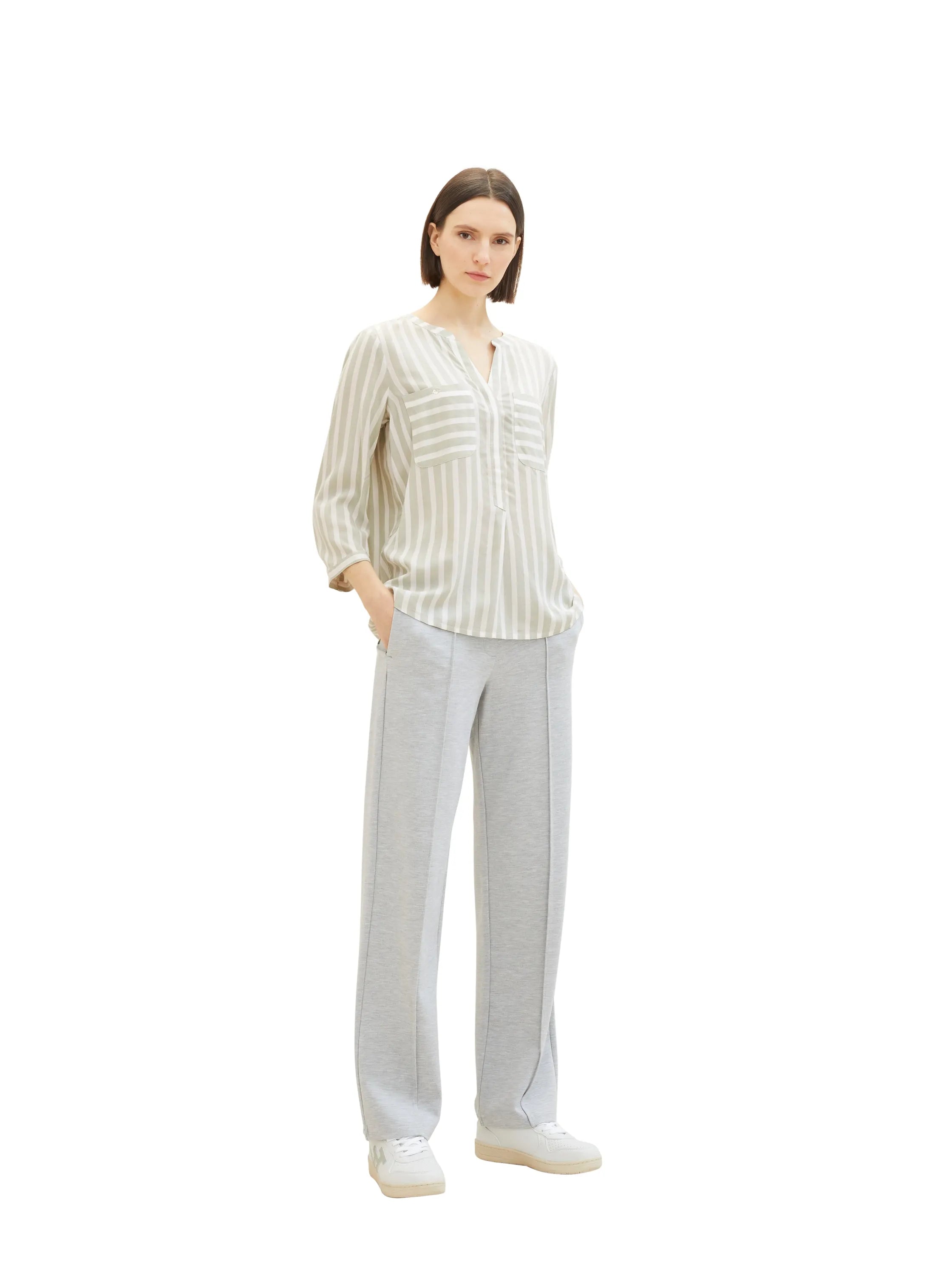 Tom Tailor Green Offwhite Stripe Women Striped Blouse SKU: 1016190_34820 Image 02