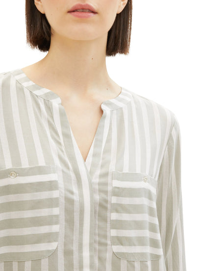 Tom Tailor Green Offwhite Stripe Women Striped Blouse SKU: 1016190_34820 Image 04