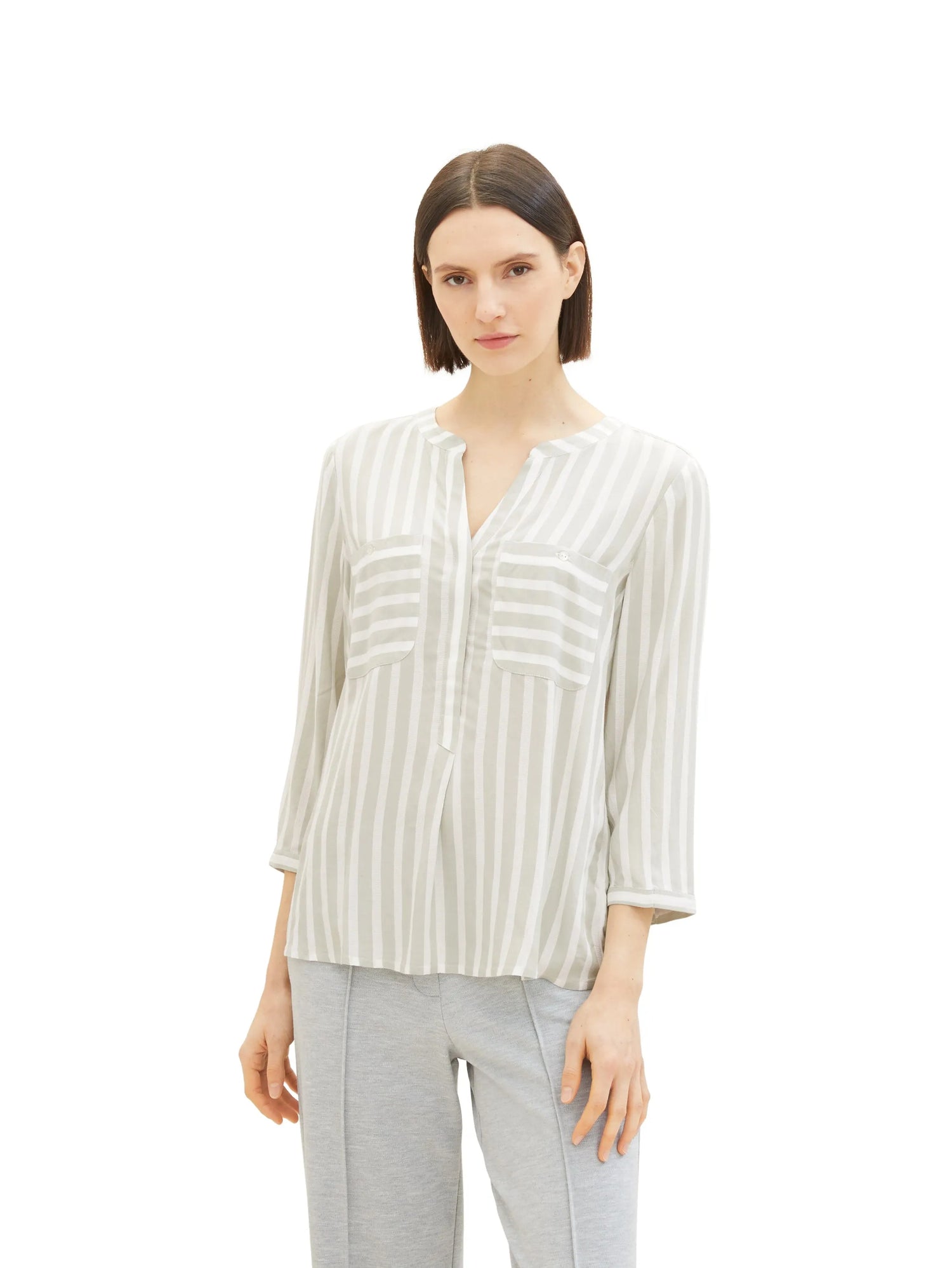Tom Tailor Green Offwhite Stripe Women Striped Blouse SKU: 1016190_34820 Image 05