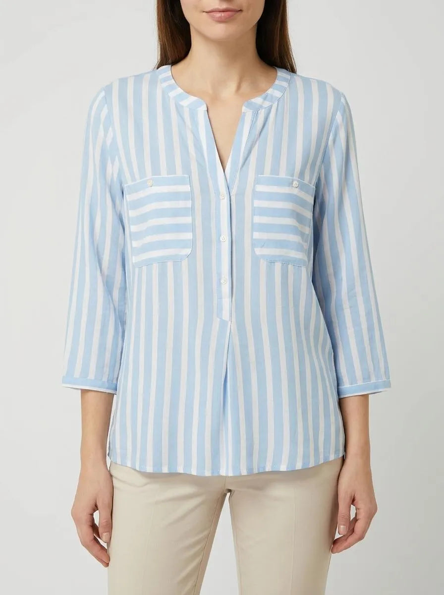 Tom Tailor Offwhite Blue Vertical Stripe Women Striped Blouse SKU: 1016190_35221 Image 00