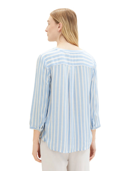 Tom Tailor Offwhite Blue Vertical Stripe Women Striped Blouse SKU: 1016190_35221 Image 04