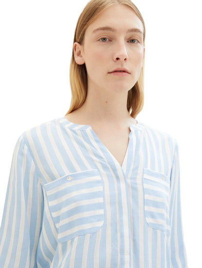 Tom Tailor Offwhite Blue Vertical Stripe Women Striped Blouse SKU: 1016190_35221 Image 05
