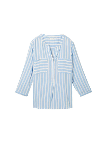 Tom Tailor Offwhite Blue Vertical Stripe Women Striped Blouse SKU: 1016190_35221 Image 07