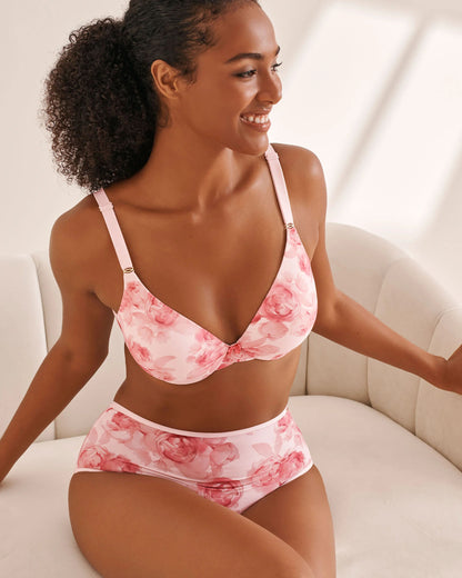 La Vie en Rose_Multi Pink Roses_Lightly Lined Sleek Back Bra in Different Cup Sizes_10200500_p60354_01