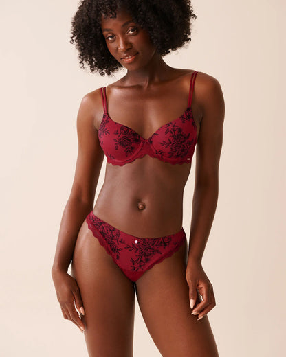 La Vie en Rose_Savvy Red Flowers_Lightly Lined Microfiber and Lace Bra_10200548_P60419_01
