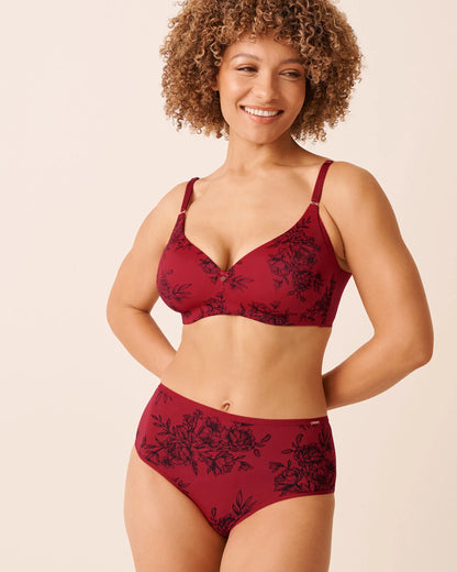 La Vie en Rose_Savvy Red Flowers_Lightly Lined Wireless Sleek Back Bra_10200549_P60419_01