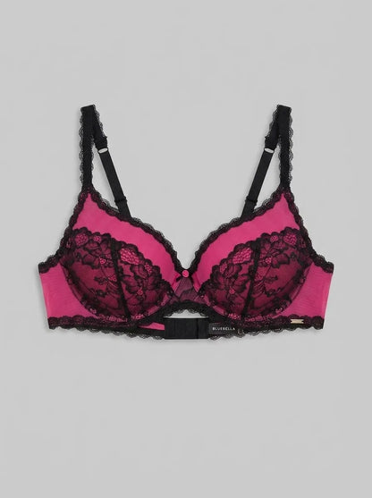 La Vie en Rose_Pink_Lightly Lined Lace and Mesh Bra in Different Cup Sizes_10200562_60228_00