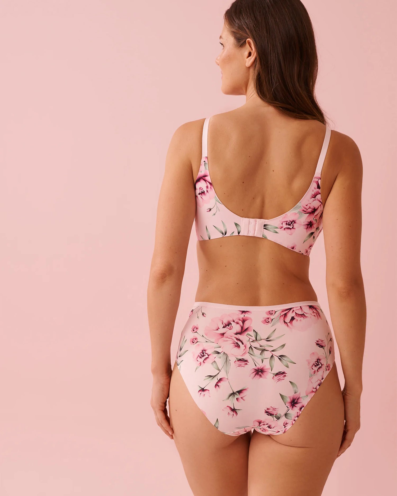 La Vie en Rose Pink Flowers Women Lightly Lined Wireless Sleek Back Bra in Different Cup Sizes SKU: 10200568_P60446 Image 02