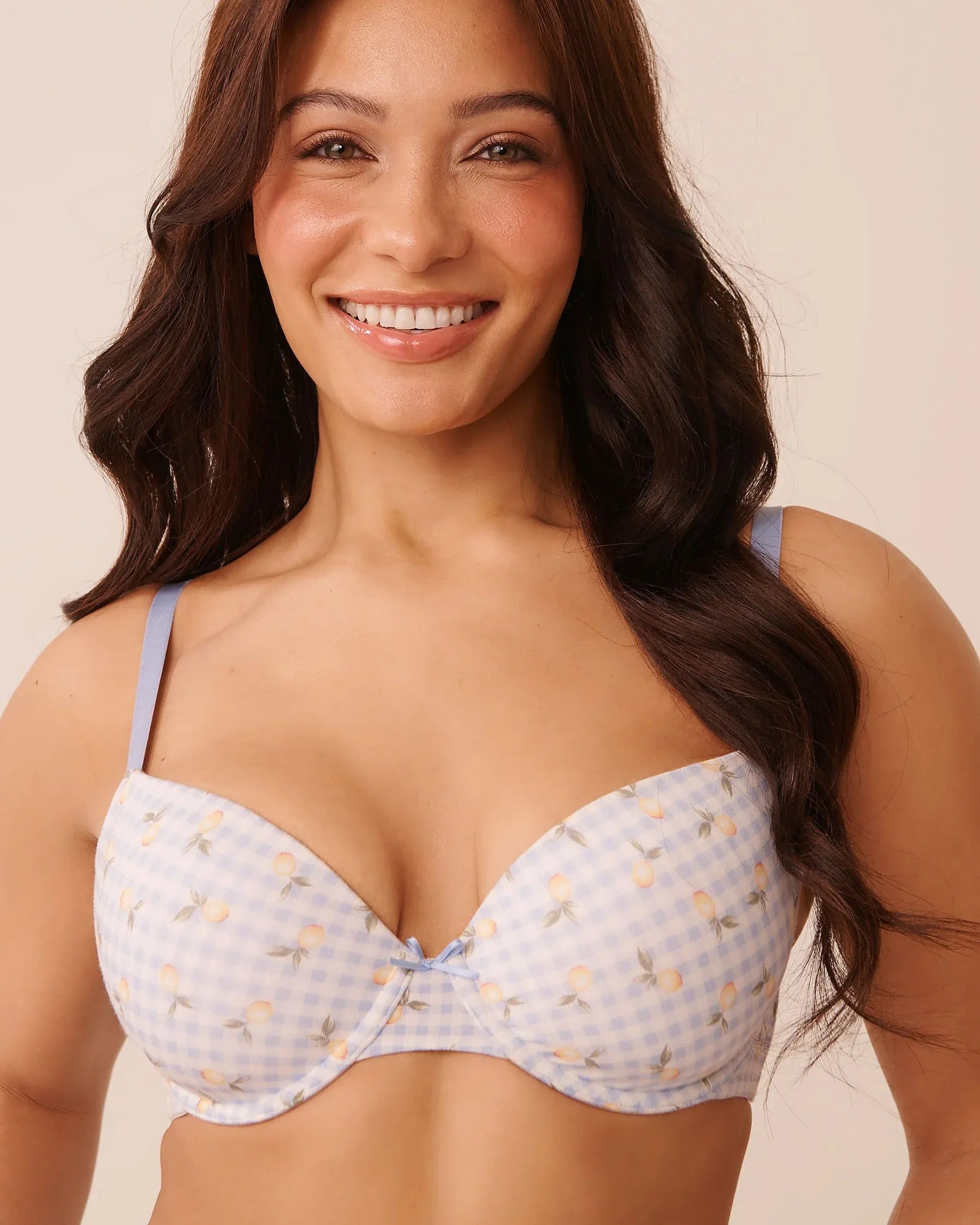 La Vie en Rose Lemon Check Women Lightly Lined Demi Cotton Bra SKU: 10200597_P40577 Image 04