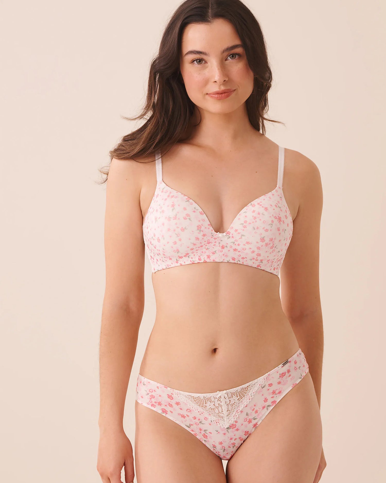 La Vie en Rose Watercolor Floral Women Lightly Lined Wireless Bra SKU: 10200604_P10614 Image 01