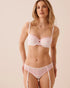 La Vie en Rose Pink & White Eyelet Embroidery Women Lightly Lined Flexible Demi Bra in Different Cup Sizes SKU: 10200614_P10613 Image 01