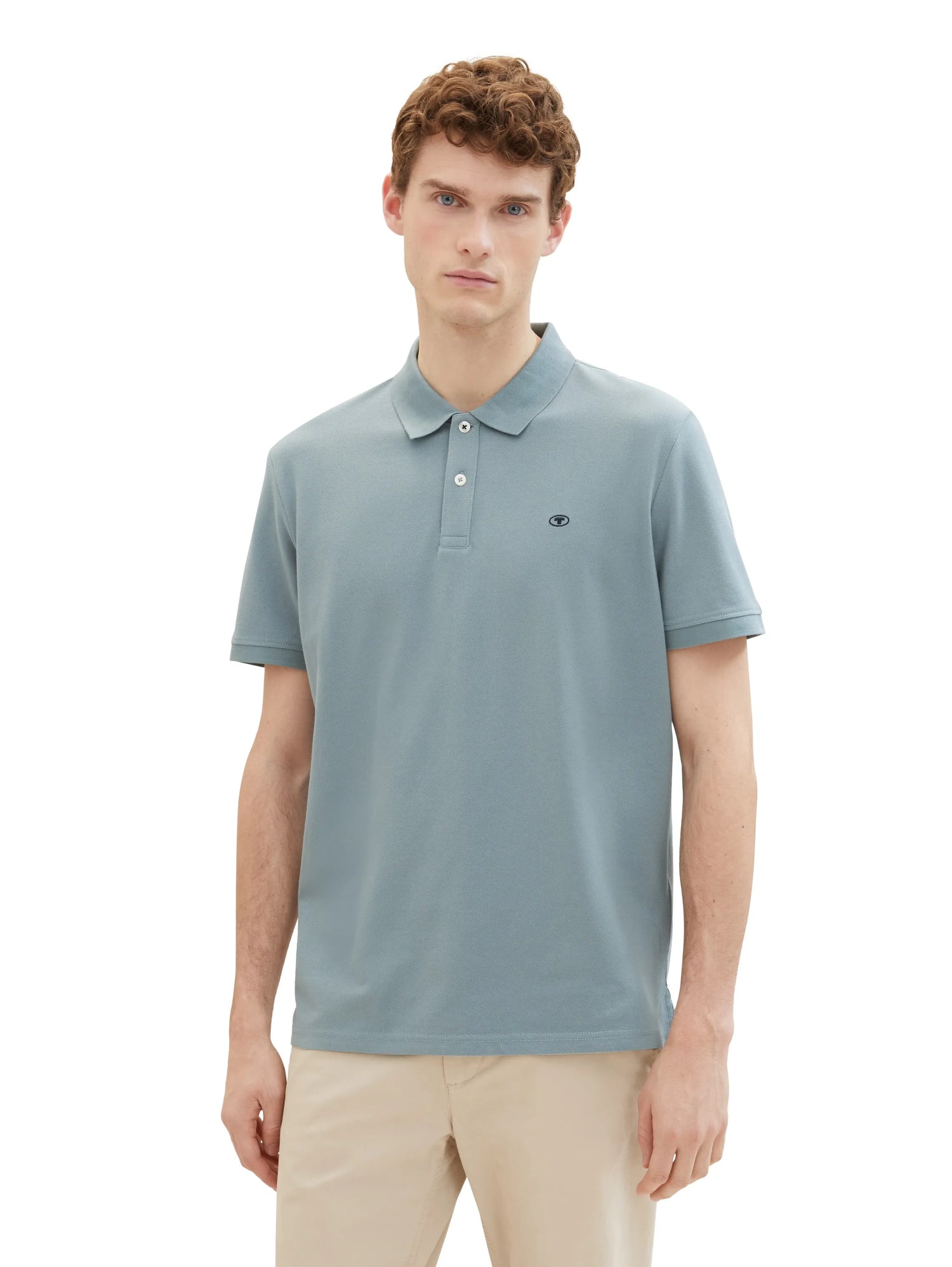 Tom Tailor Grey Mint Men Cotton PiquŽ Polo Shirt SKU: 1027713_27475 Image 03