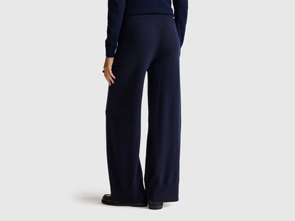 Benetton_Dark Blue_Dark Blue Wide Leg Trousers in Cashmere and Wool Blend_102HDF00Z_66U_03