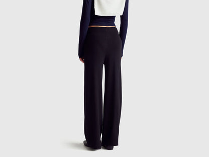 Benetton_Black_Black Wide Leg Trousers in Cashmere and Wool Blend_102HDF00Z_700_03