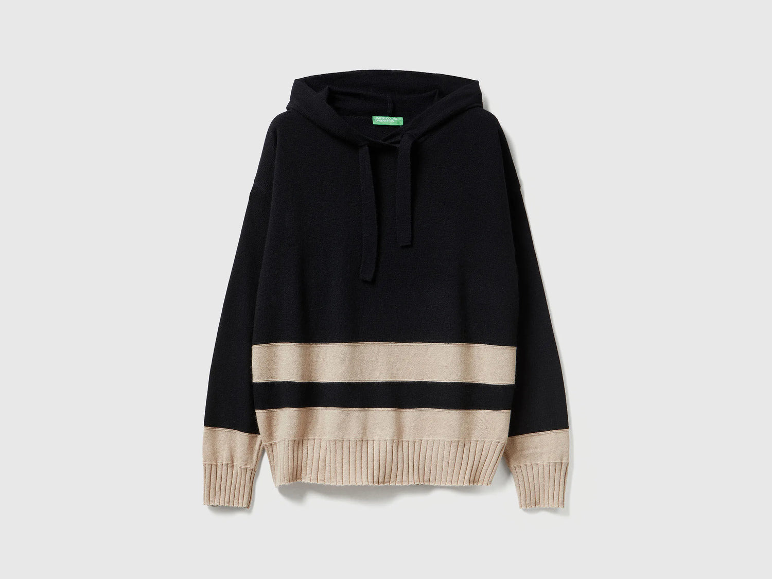 Benetton_Black_Black Sweater in Cashmere Blend with Hood_102HE203V_700_01