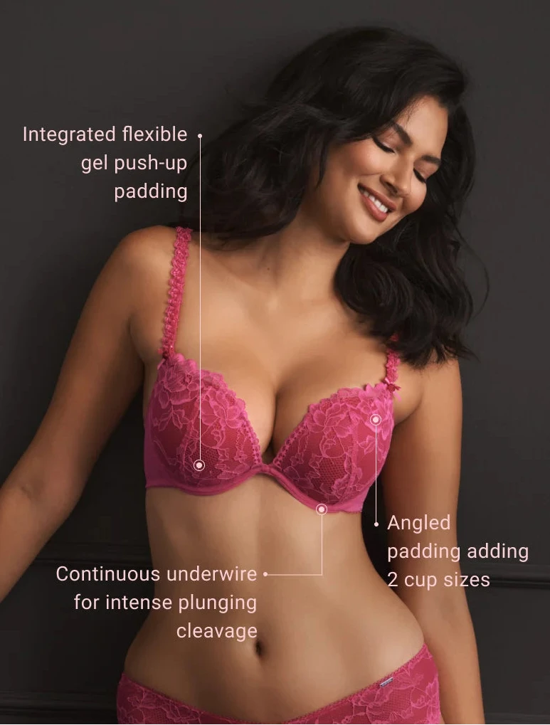 La Vie en Rose_Pink_Push-up Plunge Demi Bra in Different Cup Sizes_10300232_60228_05