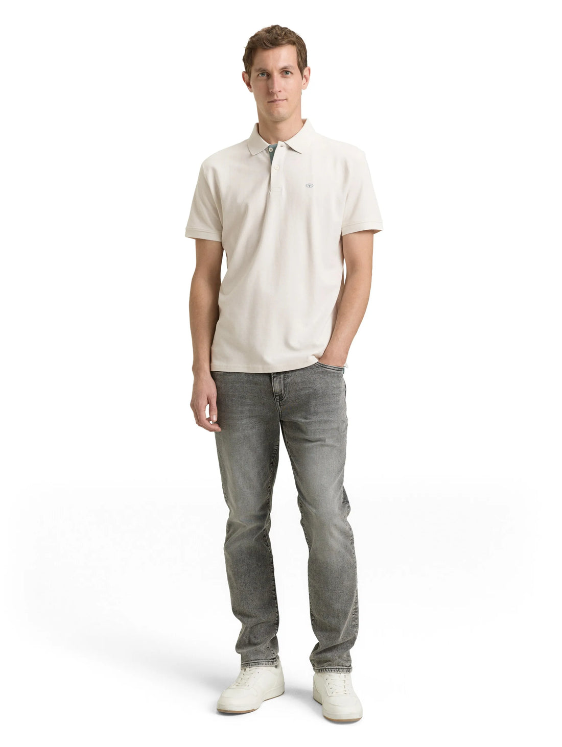 Tom Tailor Gardenia White Men PiquŽ Polo Shirt with Embroidered Logo SKU: 1031006_10348 Image 01
