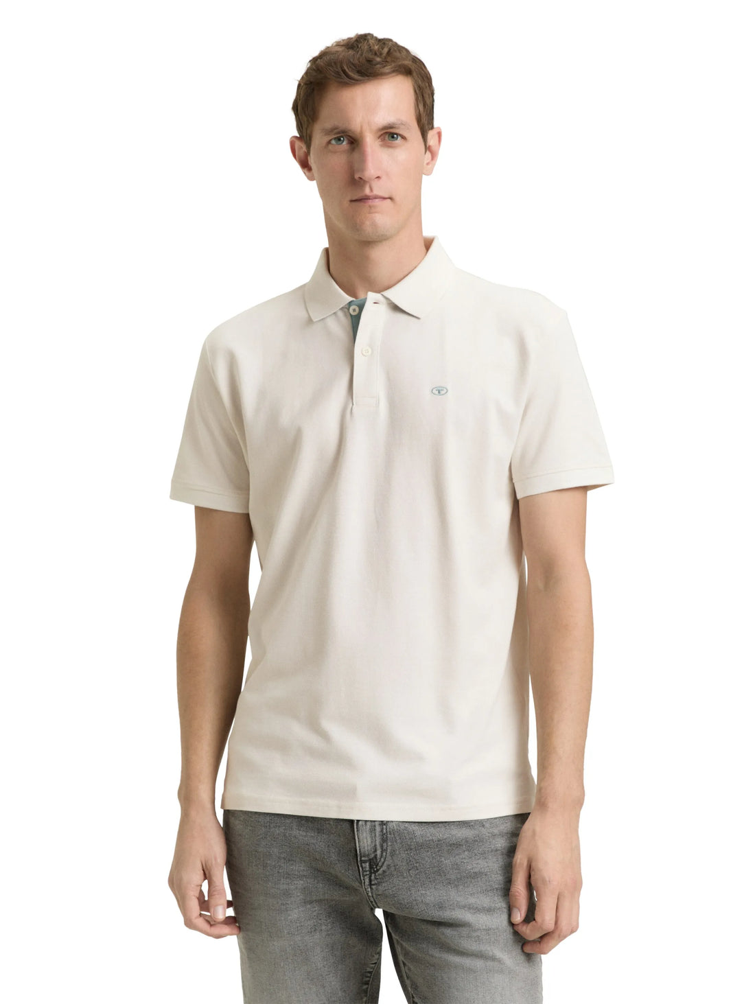 Tom Tailor Gardenia White Men PiquŽ Polo Shirt with Embroidered Logo SKU: 1031006_10348 Image 03