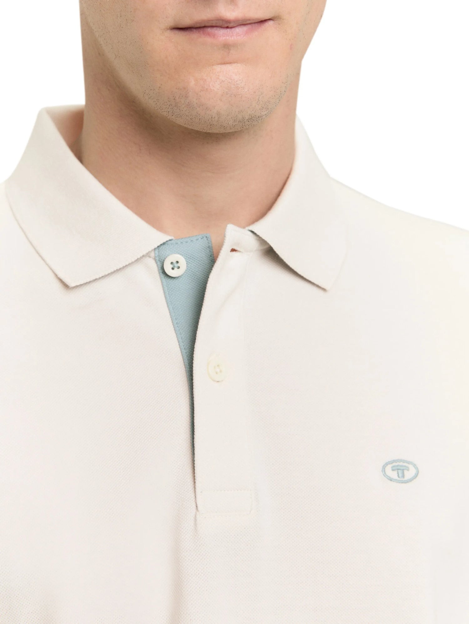 Tom Tailor Gardenia White Men PiquŽ Polo Shirt with Embroidered Logo SKU: 1031006_10348 Image 04