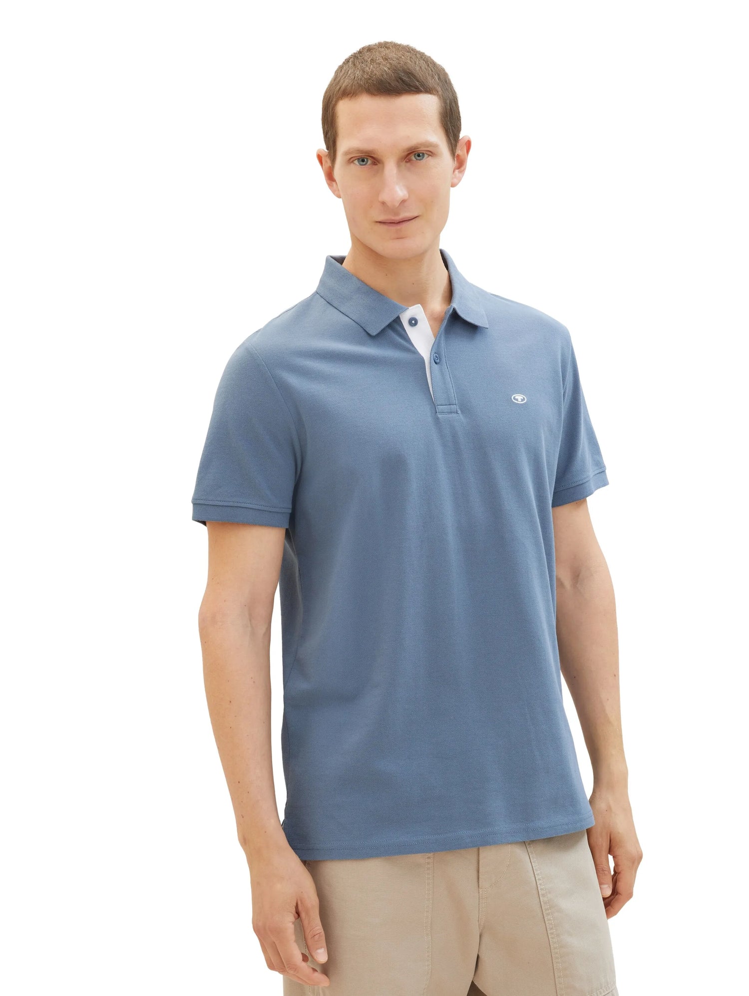 Tom Tailor Gravel Grey Men PiquŽ Polo Shirt with Embroidered Logo SKU: 1031006_10441 Image 01