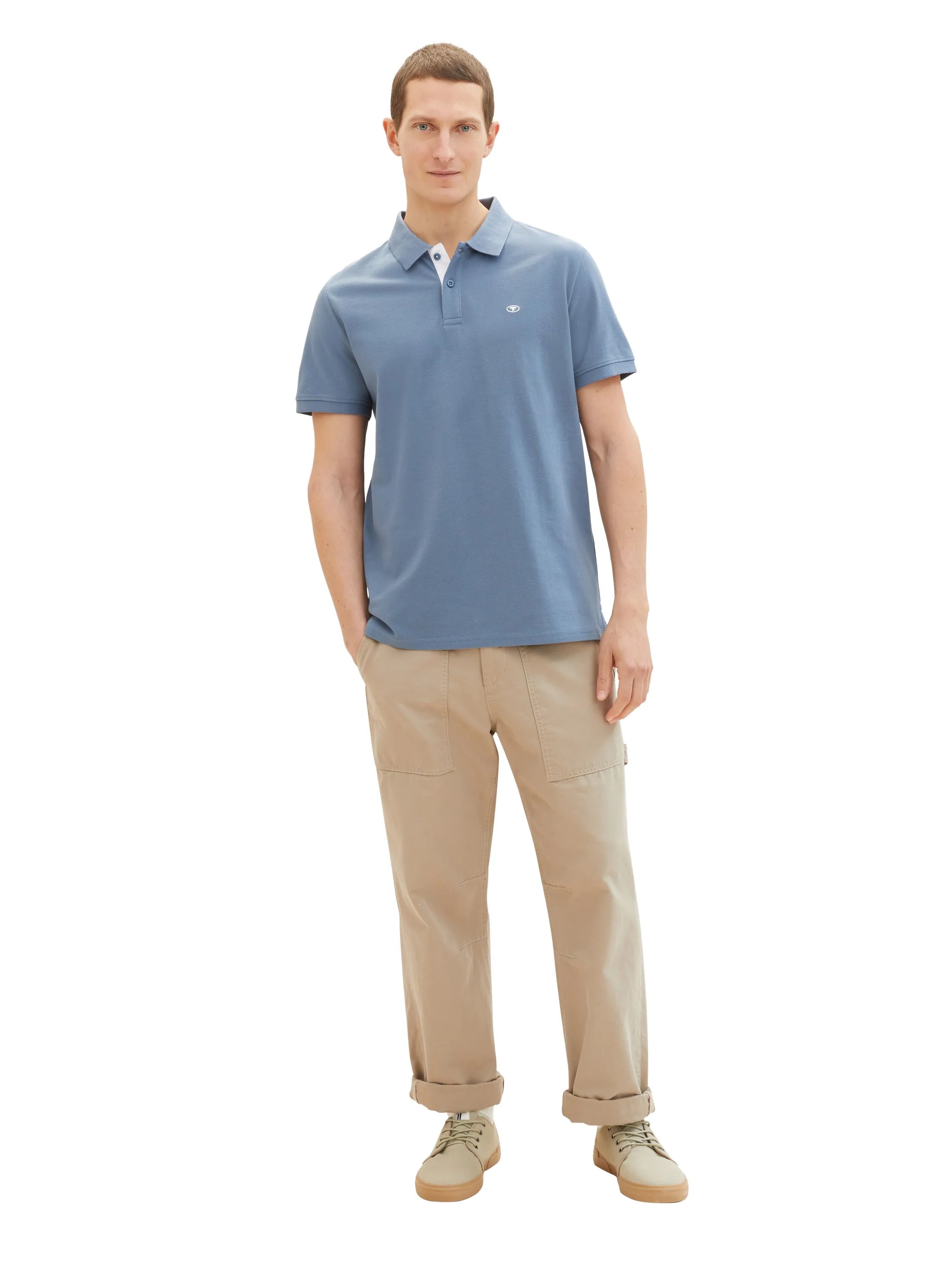 Tom Tailor Gravel Grey Men PiquŽ Polo Shirt with Embroidered Logo SKU: 1031006_10441 Image 02