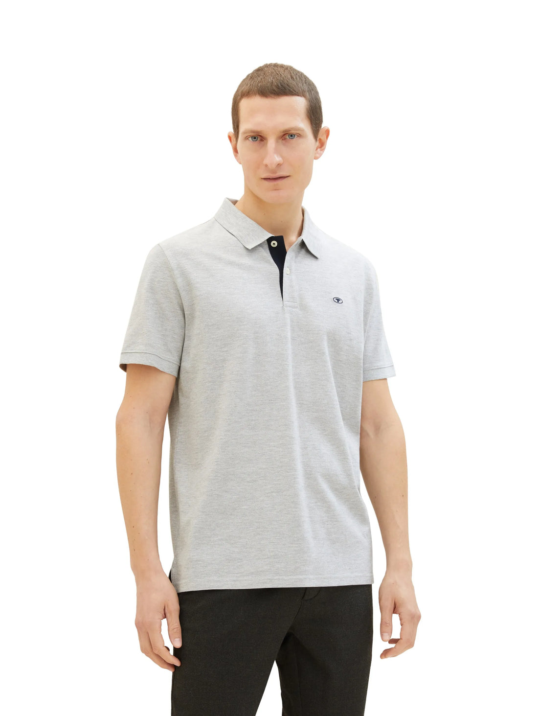 Tom Tailor Grey Heather Melange Men PiquŽ Polo Shirt with Embroidered Logo SKU: 1031006_12035 Image 01