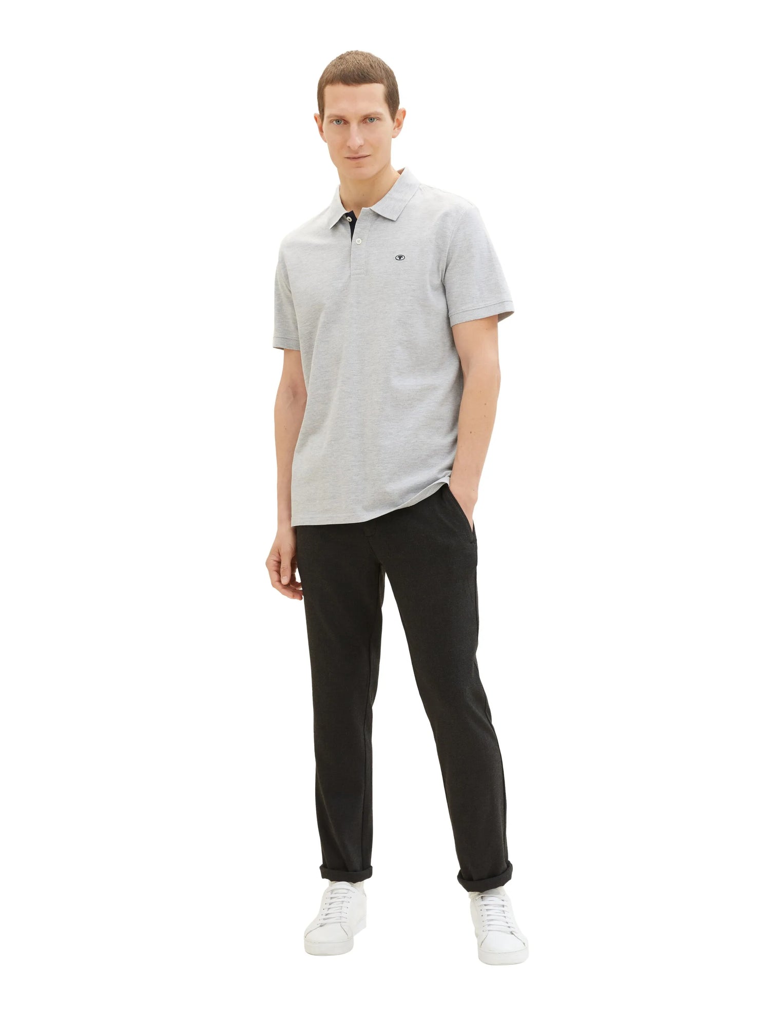 Tom Tailor Grey Heather Melange Men PiquŽ Polo Shirt with Embroidered Logo SKU: 1031006_12035 Image 02