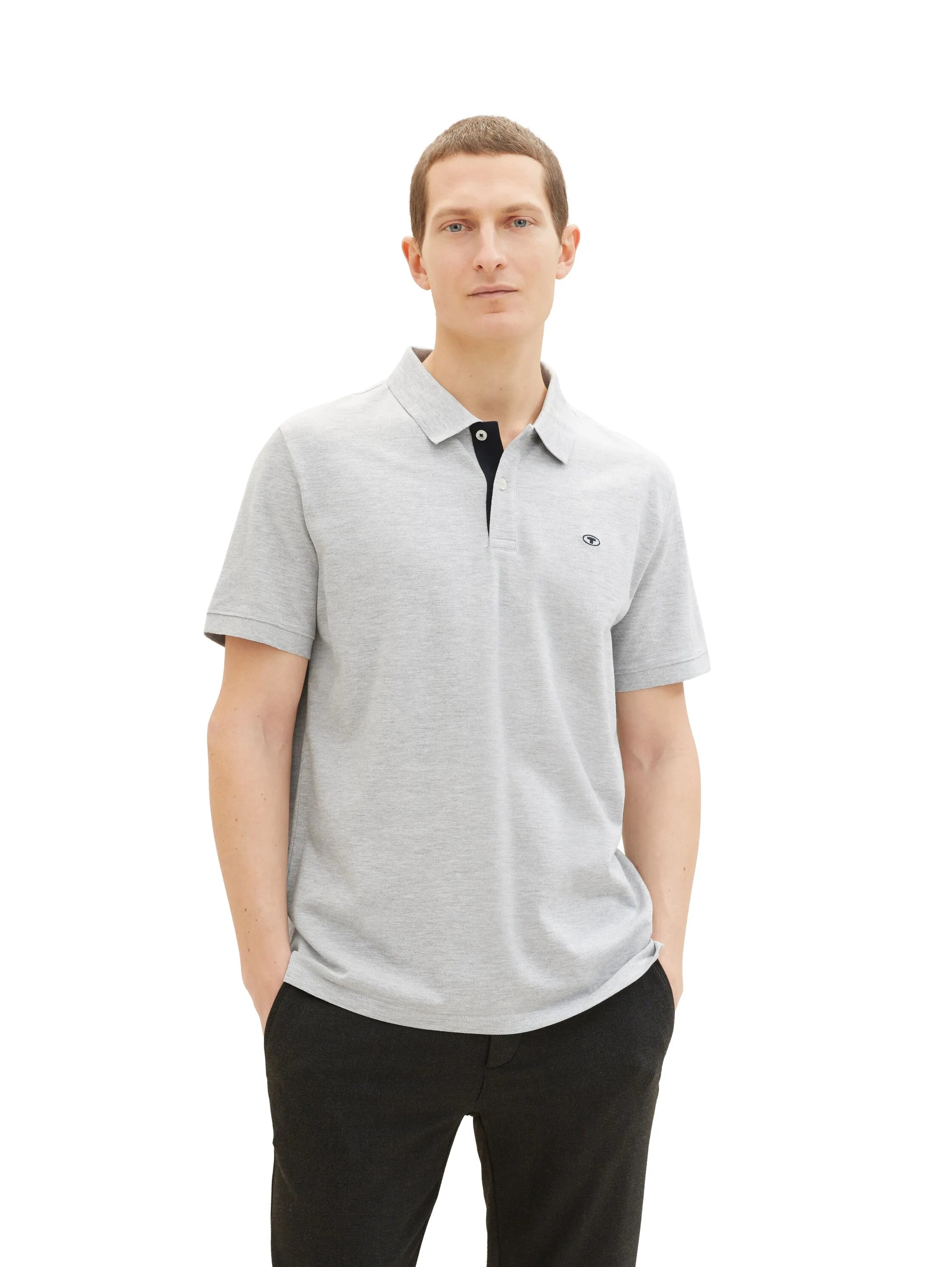 Tom Tailor Grey Heather Melange Men PiquŽ Polo Shirt with Embroidered Logo SKU: 1031006_12035 Image 05