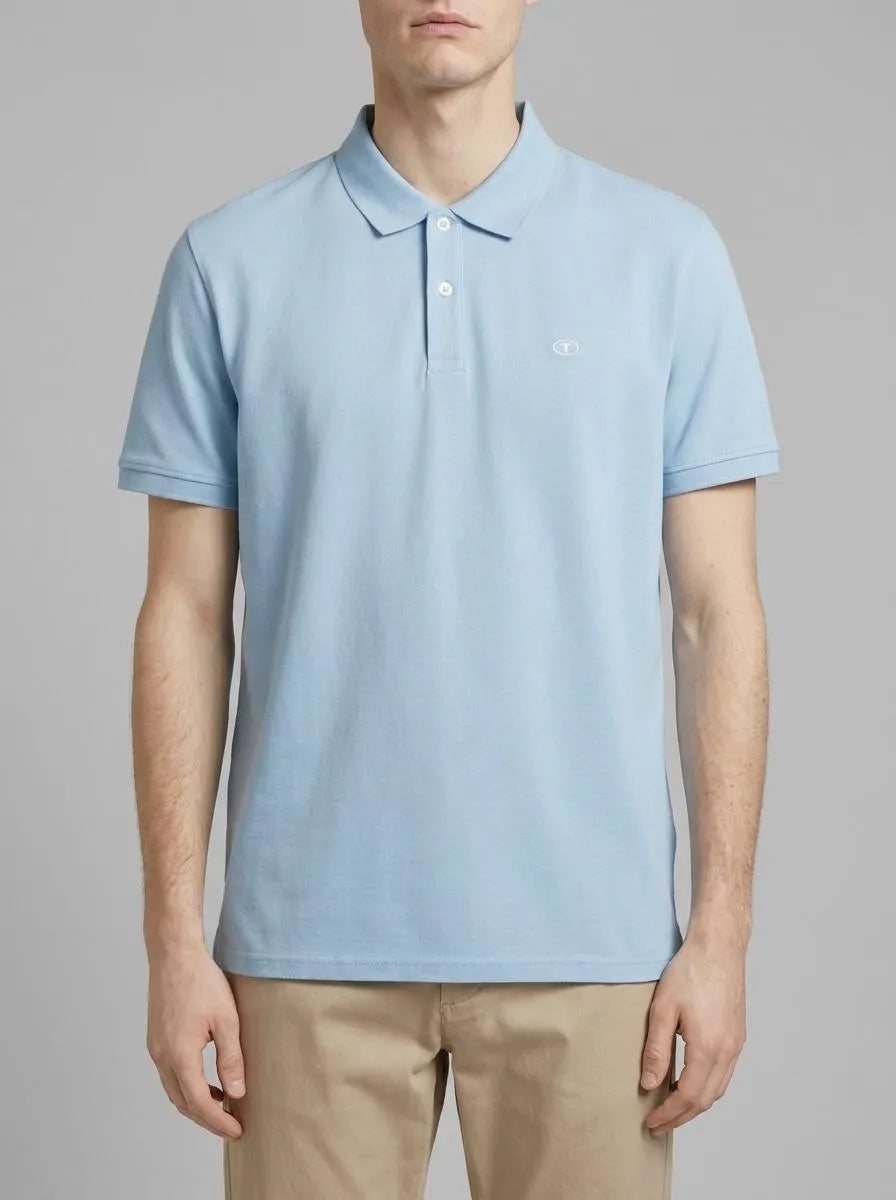 Tom Tailor Washed Out Middle Blue Men PiquŽ Polo Shirt with Embroidered Logo SKU: 1031006_32245 Image 00