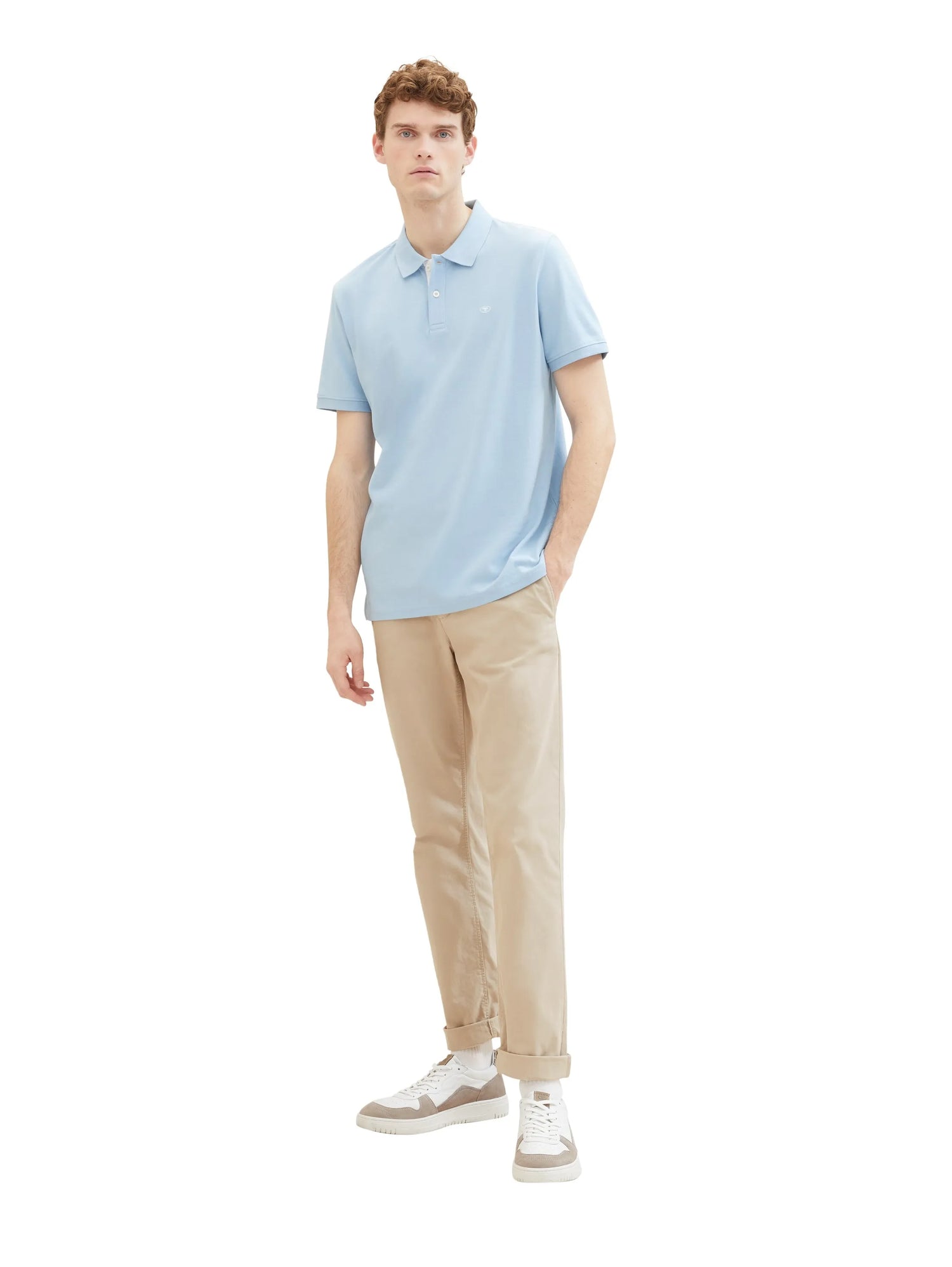 Tom Tailor Washed Out Middle Blue Men PiquŽ Polo Shirt with Embroidered Logo SKU: 1031006_32245 Image 02