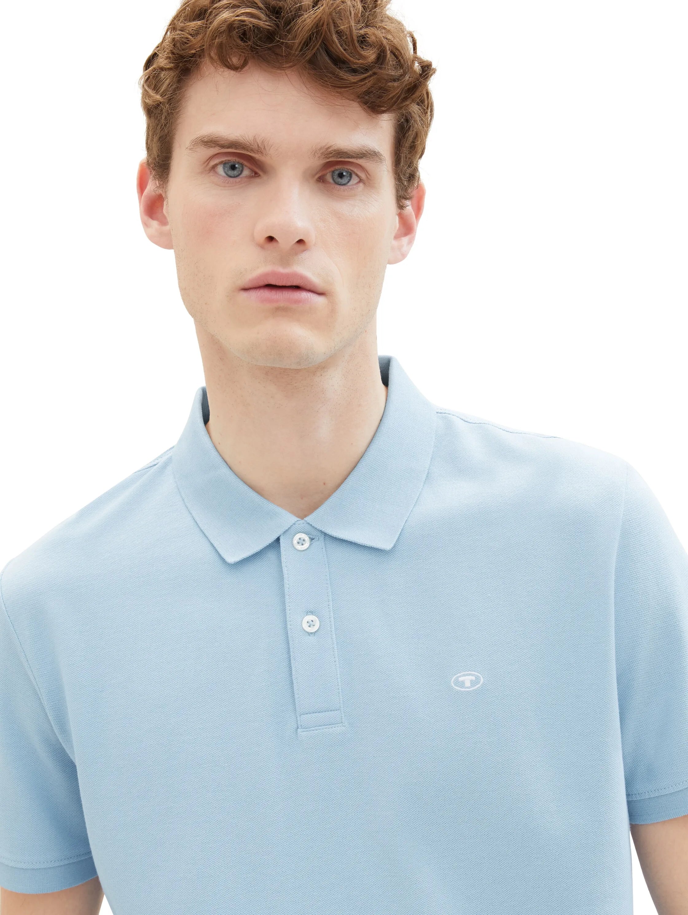 Tom Tailor Washed Out Middle Blue Men PiquŽ Polo Shirt with Embroidered Logo SKU: 1031006_32245 Image 04