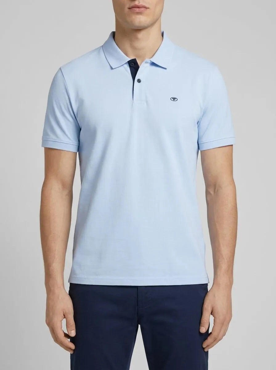 Tom Tailor Windsurf Blue Men PiquŽ Polo Shirt with Embroidered Logo SKU: 1031006_35271 Image 00