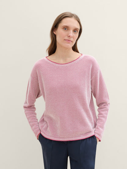 Textured Round Neck Sweater_1033125_36279_03